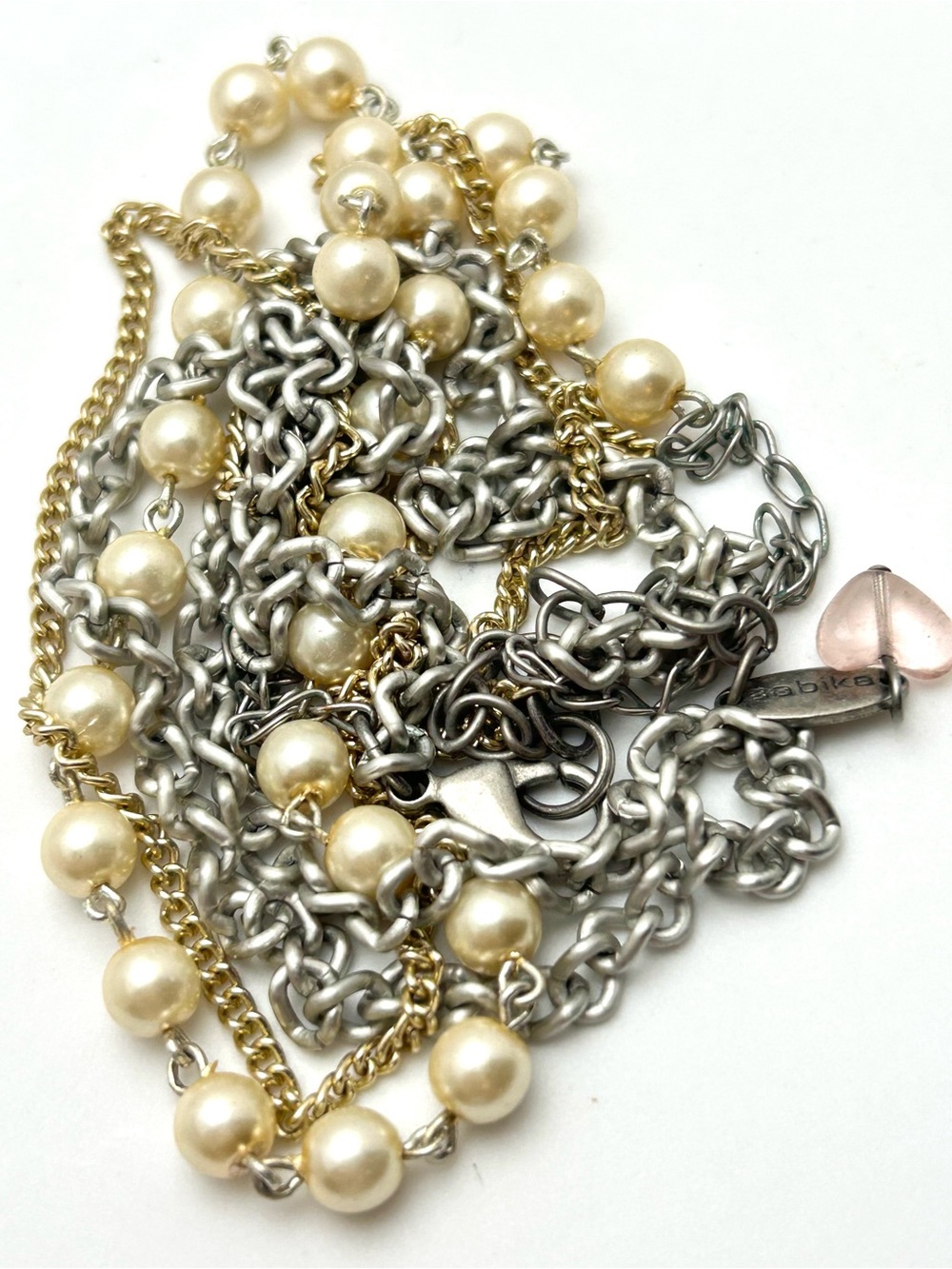 Sabika Three- Strand Pearl and Chain Necklace Summer 2019 - Picture 2 of 4